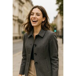 Womens Wool Blend Pea Trapeze Coat Size M Preppy Downtown‎ Girl Clean Girl